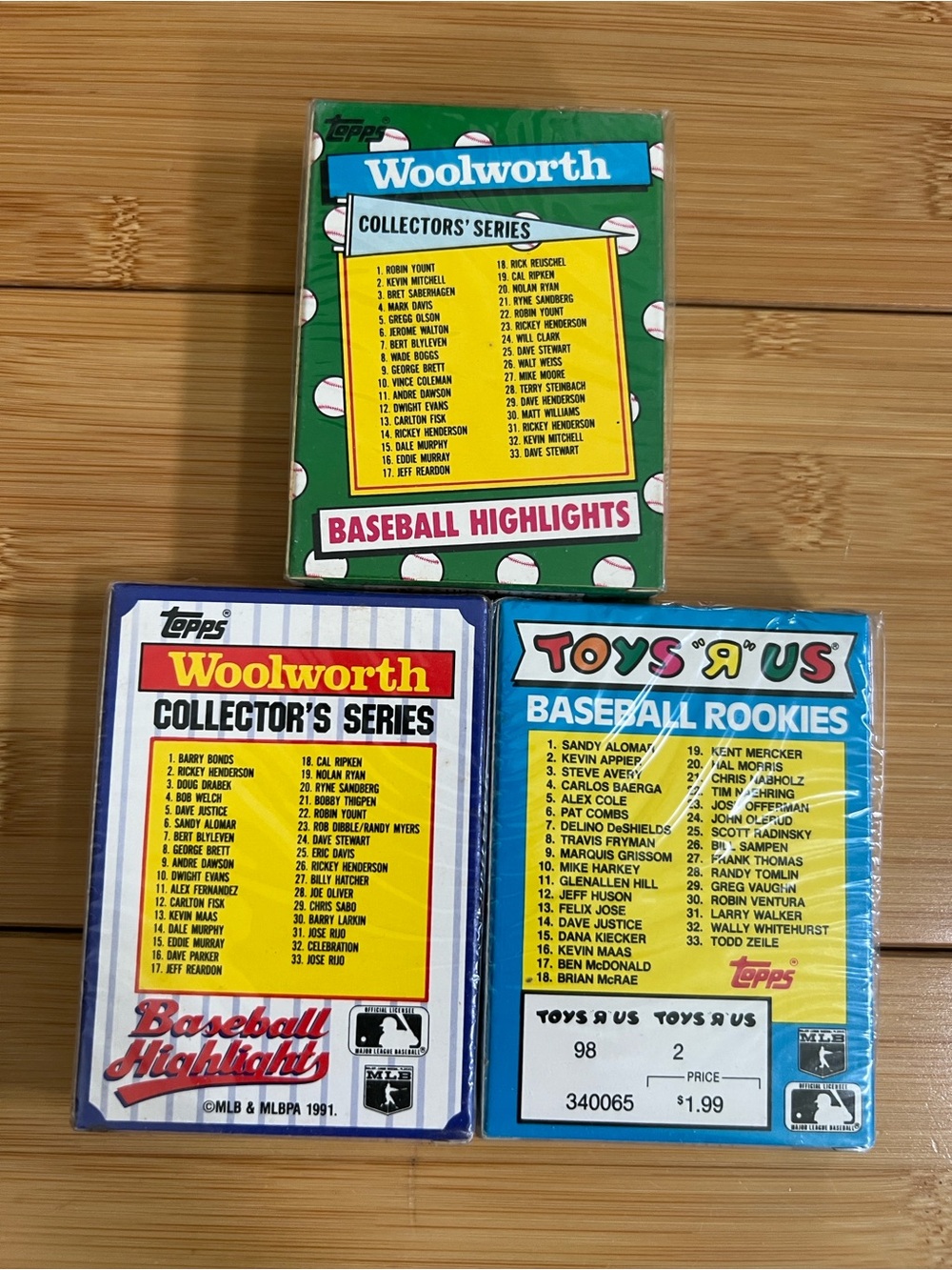 Lot of 3 Topps Sealed Baseball Card Sets 1990 1991 Woolworths Toys R Us SEALED